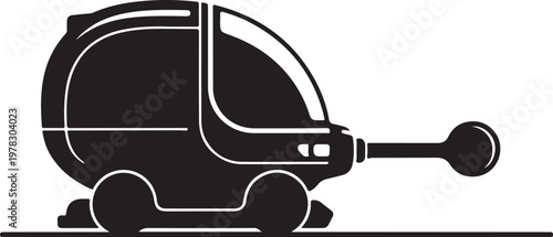 Black and white, simple, vector steam locomotive, train icon, transportation symbol