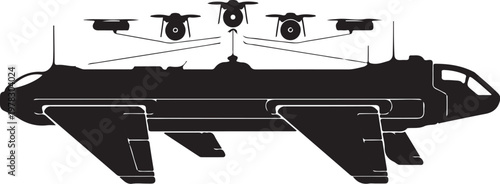 Black submarine vector, underwater vessel, naval ship, military vehicle, ocean explorer