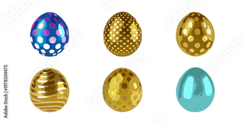A collection of brightly colored and patterned easter eggs on black