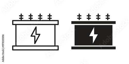 Transformer icon vector flat linear pack on white background