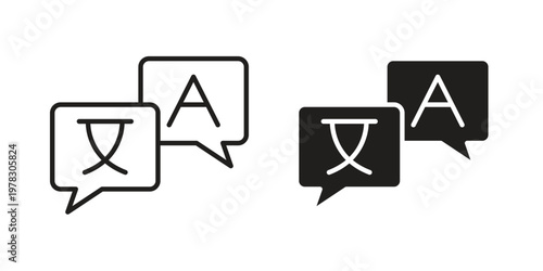 Translation icon vector flat linear pack on white background