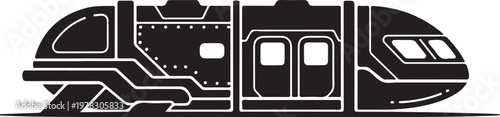 Train, transportation, rail, vector, black, illustration, modern, futuristic, locomotive, railway