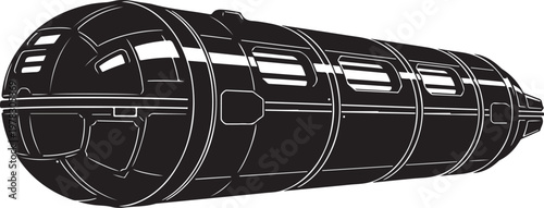 Futuristic spaceship, metallic spacecraft, cylindrical ship, sci-fi vehicle