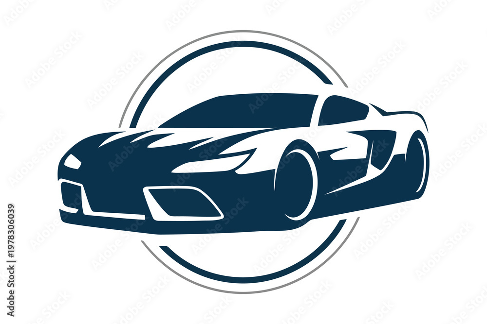 Naklejka premium Luxury Car Silhouette Vector, Premium Sports Vehicle Black Icon, Modern Automotive Design and White Background