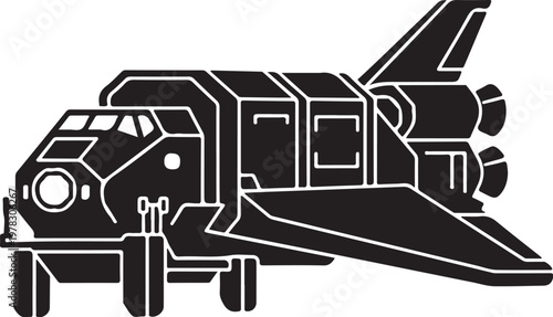 Space Shuttle, Spacecraft, Black Icon, Vector Graphics, Space Exploration