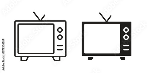 TV icon vector flat linear pack on white background