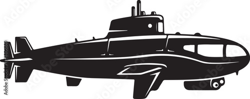 Submarine, vector submarine, black submarine, nautical icon