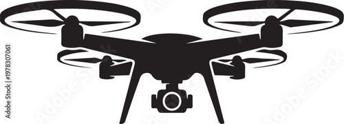 Drone, black drone, aerial vehicle, quadcopter, camera drone, vector icon
