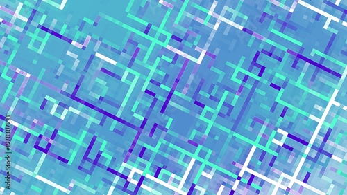 ネットワークを連想させる青いカラフルな幾何学模様の背景　253
