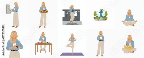 Flat Style Lifestyle and Activity of a Woman Illustration Collection