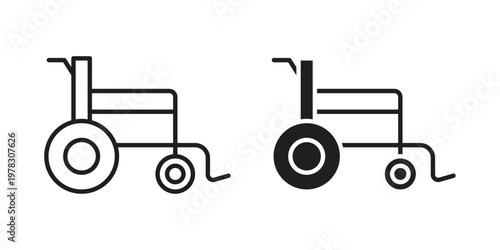 Wheelchair icon vector flat linear pack on white background