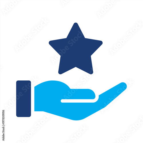 Empowerment icon. Hand presenting a star icon. Icon symbol for empowerment, support, strength, encouragement, motivation, confidence, growth, leadership, potential, star. Vector illustration