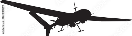 Drone, unmanned aerial vehicle, UAV, aircraft silhouette, black icon