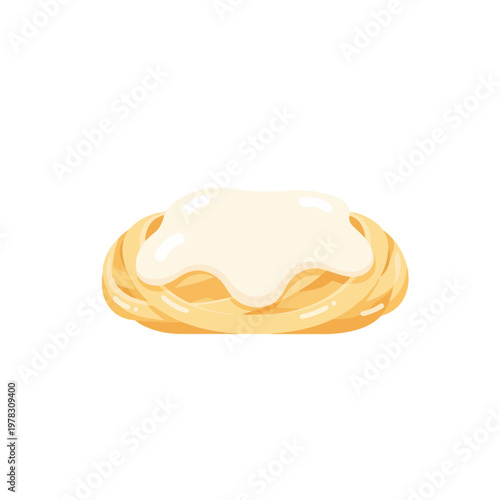 Fettuccine Alfredo Flat Vector Italian Food Illustration
