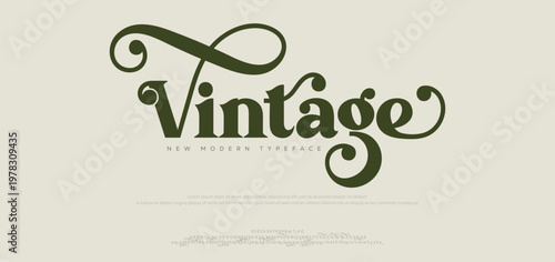 Elegant font, vintage type or luxury premium typeface, vector English royal alphabet. Classic typography in modern or old art deco style, serif letters for modern or retro poster font 
