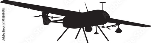 Drone, unmanned aerial vehicle, UAV, aircraft silhouette, black drone icon