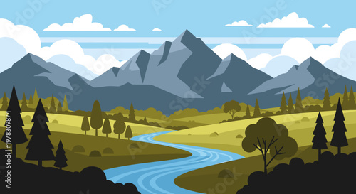 A stylized illustration evoking peace and contemplation, perfect for website backgrounds, meditation apps, or symbolizing resilience and natural beaut