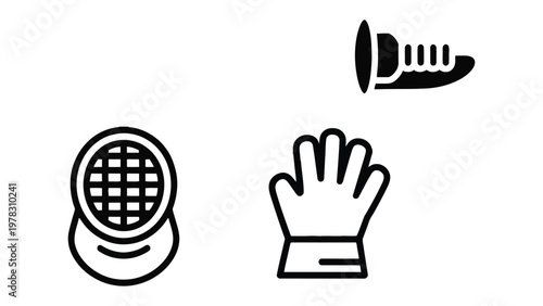 Diving Tools Illustration: An illustration featuring a set of essential tools used in diving activities, including a diving mask, flipper, and glove.