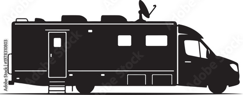 Motorhome, RV, camper van silhouette, recreational vehicle, travel trailer