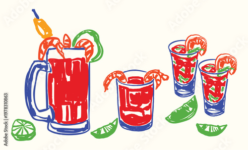 Michelada Cocktail with Shrimp Mexican Drink Set for Cinco de Mayo