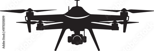 Drone, aerial, vector drone icon, black drone silhouette, flying drone