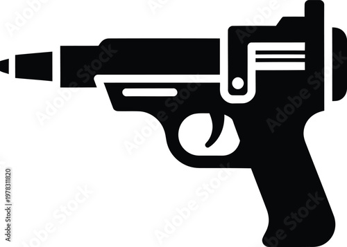 Silhouette of futuristic handgun weapon object vector illustration