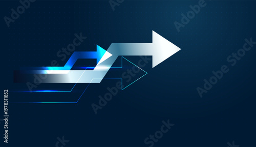 A set of Dynamic arrows create a sense of momentum, highlighting a clear Grow up trajectory for any business. Digital arrows to visualize market expansion and Finance success