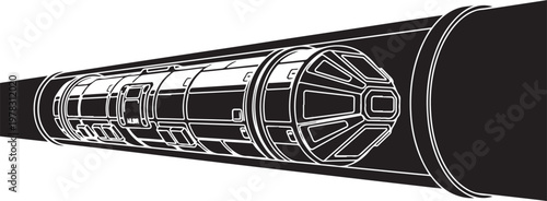 Industrial pipeline, cylindrical tunnel, metallic duct, ventilation shaft, engineering structure