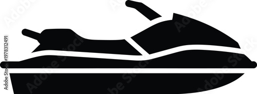Silhouette personal watercraft floating on waves abstract water sport vector illustration