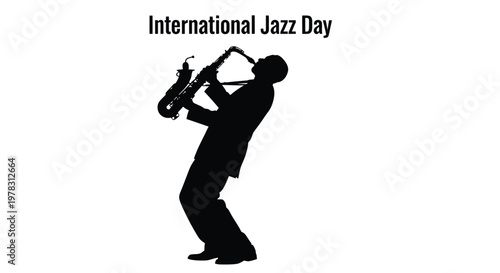 Silhouette of a saxophone player performing celebrating international jazz day