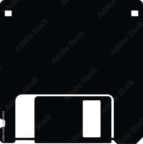 Silhouette retro floppy disk technology data storage vector illustration