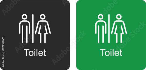 Toilet signs with male and female icons set in different styles and colors, including directional arrows, isolated on white background, perfect for restroom signage and public guidance.