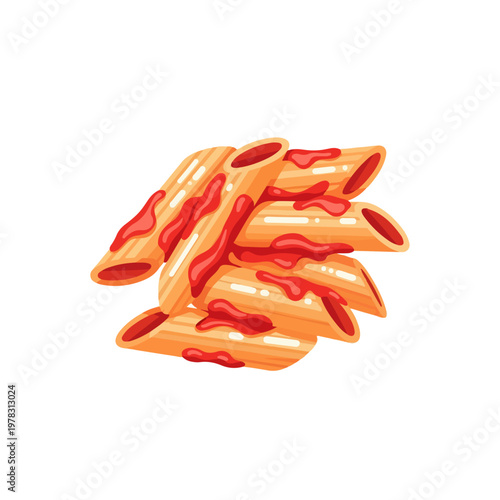 Penne Arrabbiata Flat Vector Italian Food Illustration