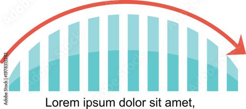 3d bar chart showing data distribution with red trend lines