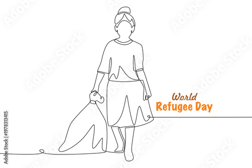 World refugee day concept one-line drawing