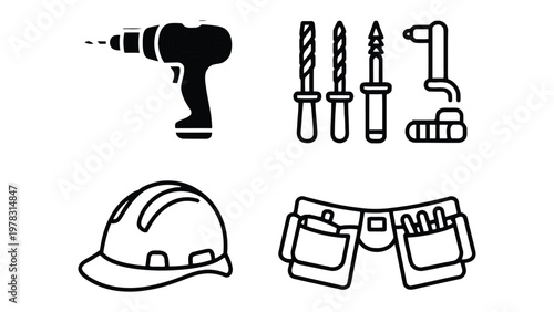 Construction Tools: An assortment of essential tools of the trade, a versatile symbol of craftsmanship, innovation, and practical solutions.