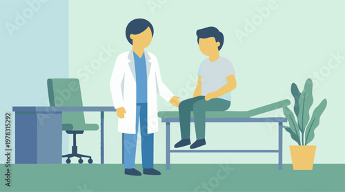 Quadro su tela Healthcare Consultation: Doctor Examining Patient in Clinic Office