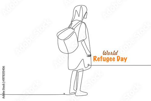 World refugee day concept one-line drawing