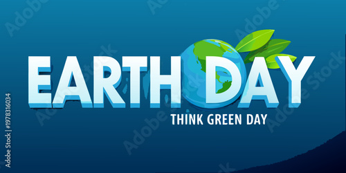Earth day celebration with a globe and leaves encouraging environmental awareness