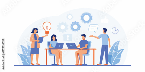 Team collaboration and brainstorming session generating innovative business ideas