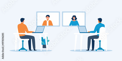 Remote workers collaborating during a virtual meeting with colleagues