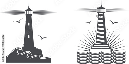 A lighthouse standing tall against the stormy sea winds