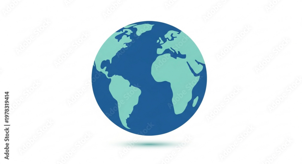 Obraz premium Minimalist blue world globe icon isolated on plain white background