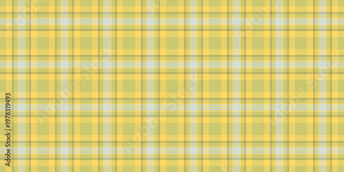Victorian pattern textile texture, finish fabric seamless vector. Cosy check tartan plaid background in yellow and light colors.
