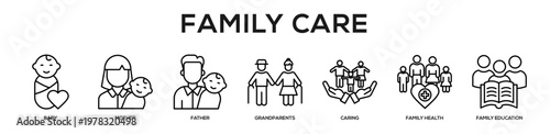 Family Care web banner icon illustration concept