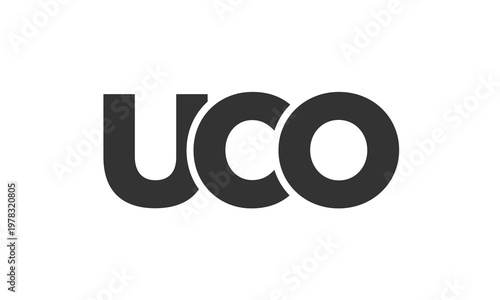 UCO logo design template with strong and modern bold text. Initial based vector logotype featuring simple and minimal typography. Trendy company identity.