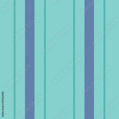 Creativity vertical vector texture, turquoise background seamless pattern. Relax textile fabric stripe lines in teal and indigo colors.