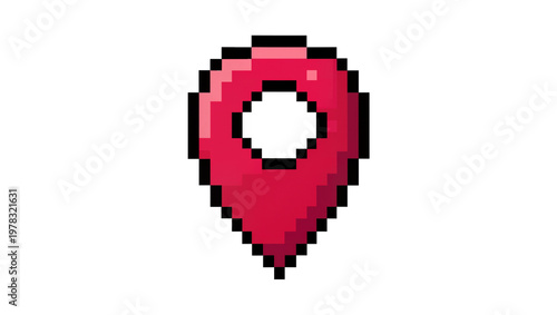 Fotografía Red pixelated map pin marker, isolated on transparent background