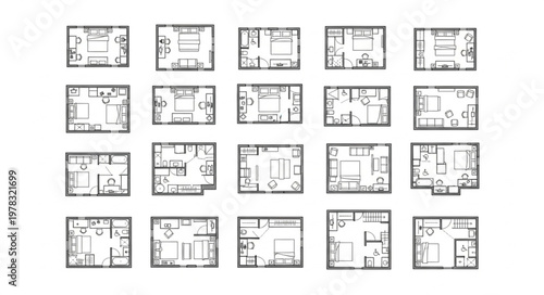 Collection of Architectural Floor Plans for Residential Buildings.