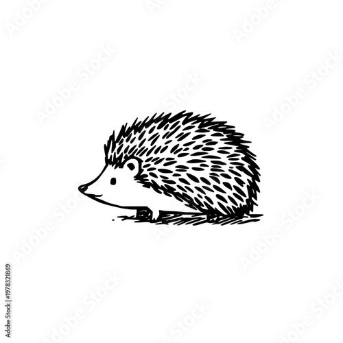 Hedgehog icon logo design. Porcupine sign and symbol. Hedgehog icon. Hand drawn animal doodle for kids illustration and farm pet design.